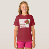 ポインセチア 水彩画 12月 誕生日 キッズ Tシャツ (正面フル)