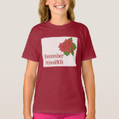 ポインセチア 水彩画 12月 誕生日 キッズ Tシャツ (正面)