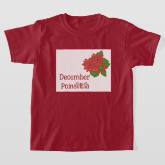 ポインセチア 水彩画 12月 誕生日 キッズ Tシャツ