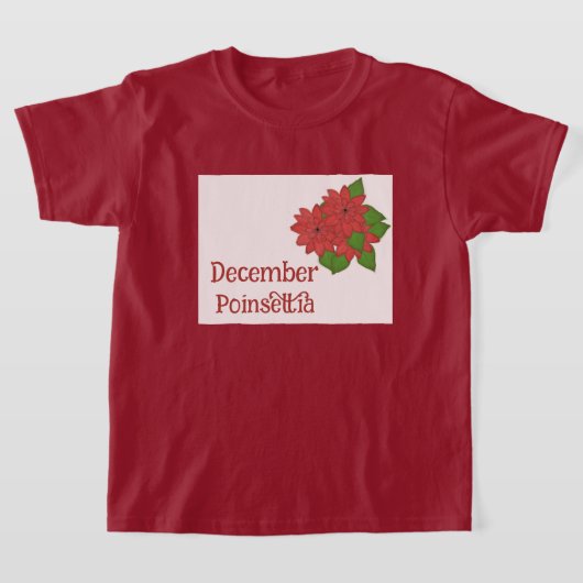 ポインセチア 水彩画 12月 誕生日 キッズ Tシャツ (レイダウン)
