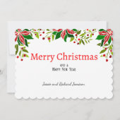 ポインセチア　署名と挨 シーズンカード (裏面)