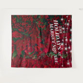 ポインセチア 赤い実のホリデー フォト 背景 タペストリー (正面(横))