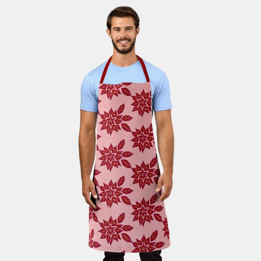 ポインセチア（赤） エプロン (着用した状態)