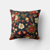 ポインセチア、金ゴールドと赤のクリスマスデコレーション クッション (裏面)