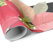 ポインセチア、黒のストライプのな包装紙 ラッピングペーパー (ロールコーナー)