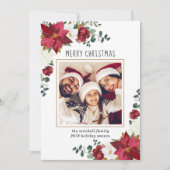 ポインセチアMagnoliaフローラモダン写真クリスマス シーズンカード (正面)