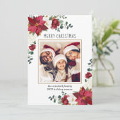 ポインセチアMagnoliaフローラモダン写真クリスマス シーズンカード (スタンド正面)