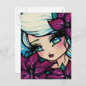 ポインセチアPixieクリスマスフェアリー雪はがき シーズンポストカード (正面/裏面)