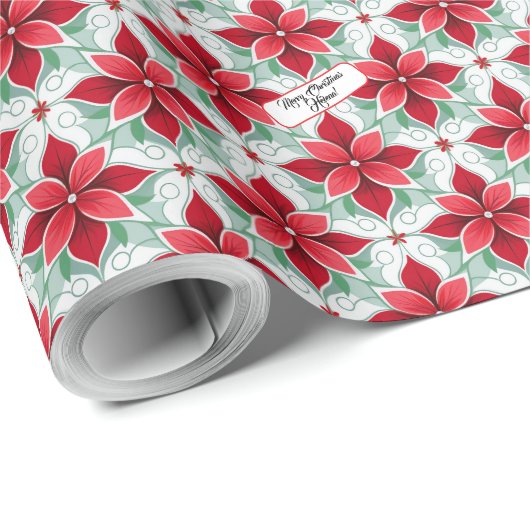 ポインセチインスパイアアモダンのクリスマスパターン ラッピングペーパー (ロールコーナー)