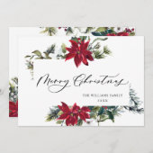 ポインセチエレガントア寄せ木クリスマス挨拶 シーズンカード (正面/裏面)