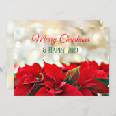 ポインセチパーソナライズされたアのクリスマスカード 招待状 (正面/裏面)