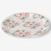 ポインセチピンク冬の金ゴールド雪の誕生日 ペーパープレート (アングル)