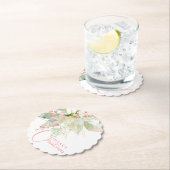 ポインセチピンク金ゴールドセージ聖母クリスマスキャロプ ペーパーコースター (インサイチュ)