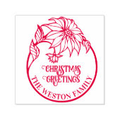 ポインセチフレームメリークリスマス#2ご家族の挨拶 セルフインキングスタンプ (デザイン)