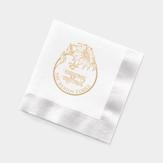 ポインセチフレームメリークリスマス#2ご家族の挨拶 箔ナプキン (左)