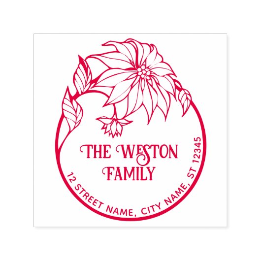 ポインセチフレームメリークリスマス#2名前差出人住所 セルフインキングスタンプ (デザイン)