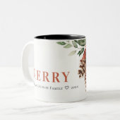 ポインセチメリーアバンチ水の色パインクリスマス ツートーンマグカップ (正面左)