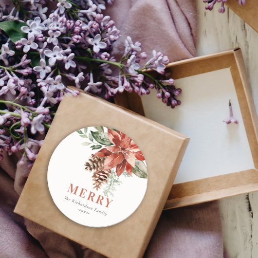 ポインセチメリーアバンチ水の色パインクリスマス ラウンドシール