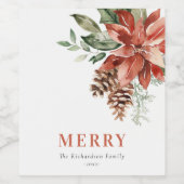 ポインセチメリーアバンチ水の色パインクリスマス ワインラベル (シングルラベル)