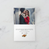 ポインセチモダンア柑橘系冬季ウェディングフォト サンキューカード (内部)