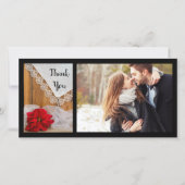 ポインセチ素朴アレース冬の結婚式ありがとう サンキューカード (正面)