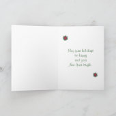 ポインセチ絵を描アの花のクリスマスカード シーズンカード (内部)