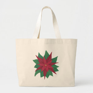 ポインセチ絵画アの花のクリスマスバッグ ラージトートバッグ