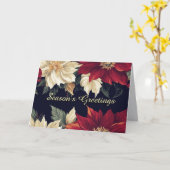 ポインセチ赤と白アのクリスマスカード カード (黄色い花)