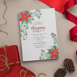 ポインセッタクリスマスホリデーパーティー招待状 招待状