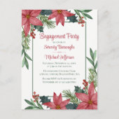 ポインセツィアレッドフローラクリスマス婚約パーティ インビテーションポストカード (正面)