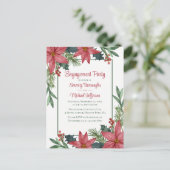 ポインセツィアレッドフローラクリスマス婚約パーティ インビテーションポストカード (スタンド正面)