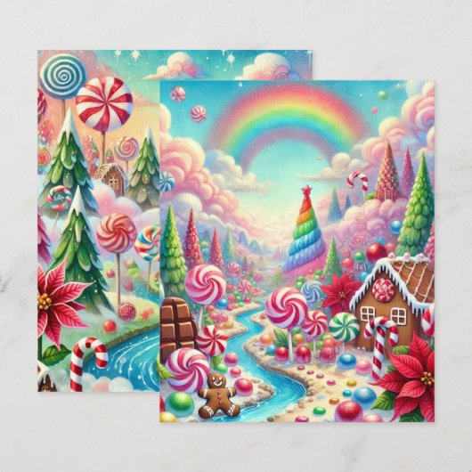 ポインセテお洒落ィアキャンドリーランドスクラップブック紙 (正面/裏面)