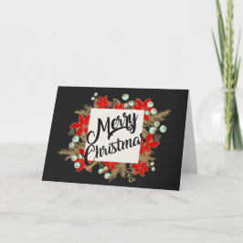 ポインセテお洒落ィアスメリークリスマスリース シーズンカード