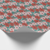 ポインセテかわいらしチアス花柄クリスマス ラッピングペーパー (角)