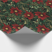ポインセティアアートノヴォーフローラクリスマスパターン ラッピングペーパー (角)