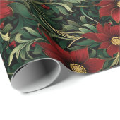 ポインセティアアートノヴォーフローラクリスマスパターン ラッピングペーパー (ロールコーナー)