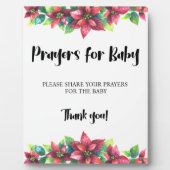 ポインセティアウィンターホリデー祈りの言葉ズベビーサイン フォトプラーク (正面)