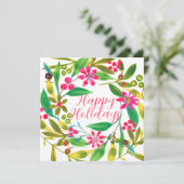 ポインセティアウォーターカラーリースホリデイ鮮やか カード (スタンド正面)