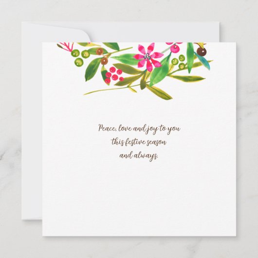 ポインセティアウォーターカラーリースホリデイ鮮やか カード (裏面)