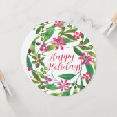 ポインセティアウォーターカラーリースホリデーカード カード (正面/裏面インサイチュ)