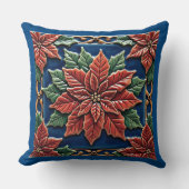 ポインセティアオンブルー装飾用クッション クッション (正面)