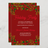 ポインセティアガーランドホリデーパーティー招待状 招待状 (正面/裏面)