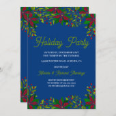 ポインセティアガーランドホリデーパーティー招待状 招待状 (正面/裏面)