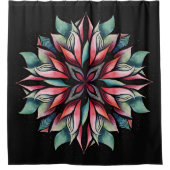 ポインセティアクリスマスエレガントフローラウィンターホリデー シャワーカーテン (正面)