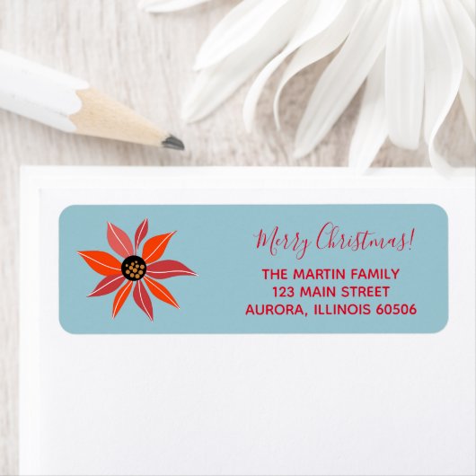 ポインセティアクリスマスホリデイ差出人住所 ラベル (インサイチュ)