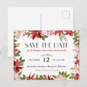 ポインセティアクリスマスホリデーパーティセーブザデート 案内ポストカード (正面/裏面)