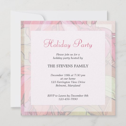 ポインセティアクリスマスホリデーパーティ招待状 招待状 (正面)