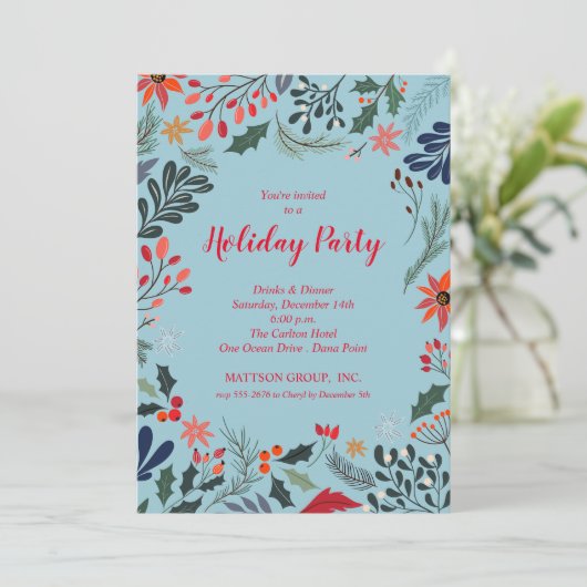 ポインセティアクリスマスホリデー招待状 (スタンド正面)