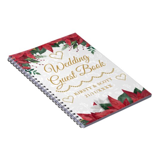 ポインセティアクリスマス冬の結婚式ゲストブック ノートブック (右側)