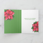 ポインセティアジョイグリーンストライプホリデーカード シーズンカード (内部)